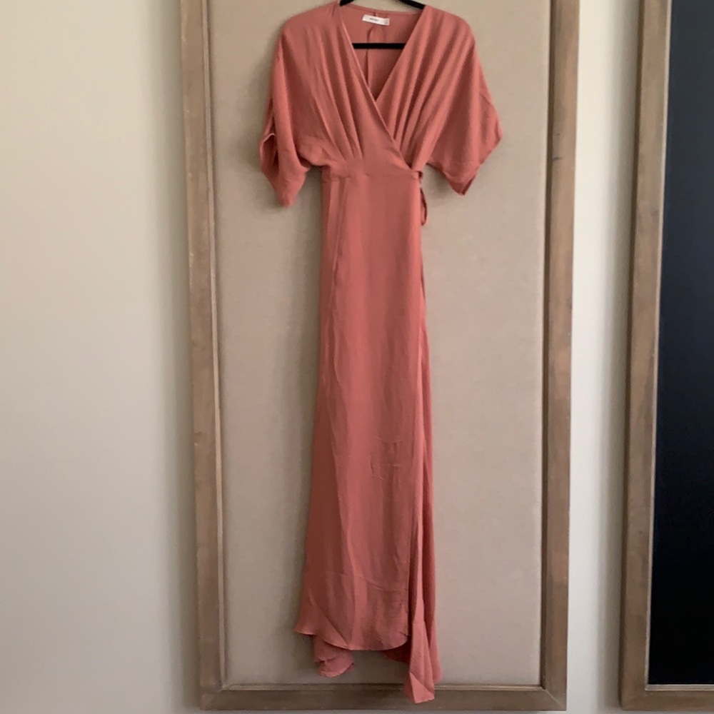 Mod ref brand maxi wrap dress   Solid terracotta color with half slip lined